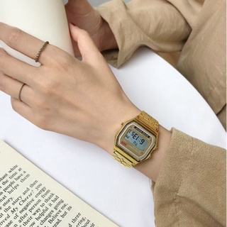 Reloj de cuarzo Cásio con pulsera Digital dorada y LED impermeable 9.9 en Alta (7)