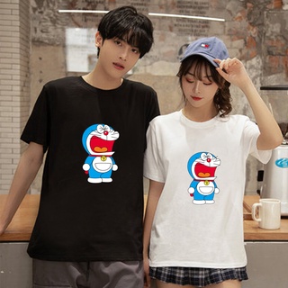Doraemon moda casual camiseta pareja hombres mujeres cuello redondo top 6559