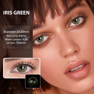 UYAAI lentes de contacto naturales lentes de contacto de Color para ojos 2pcs (1 par) uso anual arco Iris serie Iris verde (1)