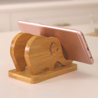 Escritorio de bambú teléfono titular de dibujos animados elefante Universal práctico soporte portátil soporte de la tableta móvil