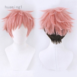 Huaming1 Jujutsu Kaisen Itadori Yuuji Anime Cosplay disfraz de pelo rosa peluca+gorra libre+pista