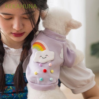 kekahuna suave cálida ropa de perro primavera cachorro suéter gato camisa linda camiseta chihuahua otoño invierno arco iris impresión para perros pequeños gatos mascotas suministros