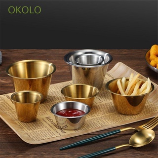 OKOLO For Barbecue Bar Restaurant Ketchup Cup Premium Appetizer Plates Seasoning Dish Hot Pot Dipping Mini Western Sauce Reusable Stainless Steel French Fries Dipping Bowl/Multicolor