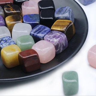 [mj] piedra natural piedra cuadrada de cristal masaje piedra de cuarzo mineral curativo.