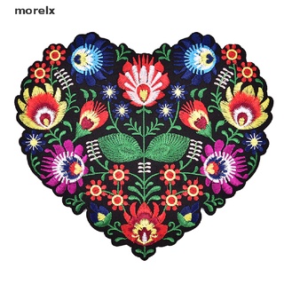 morelx 1 pieza parches con bordado de flores en forma de corazón para ropa/iron on applique co