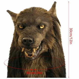 látex lobo cabeza animal máscara simulación látex lobo cabeza marrón pelo lobo máscara de halloween máscara