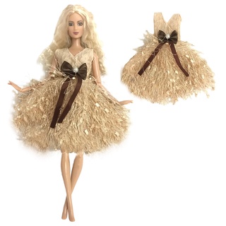 Vestidos Peludos trajes adecuado Para muñeca Barbie accesorios (1)
