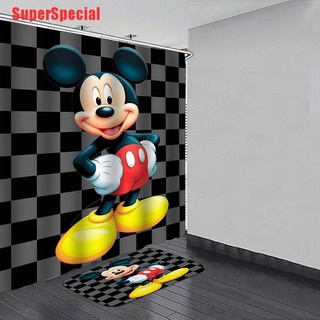 SSP Mickey MouseBathroom juego de alfombras impermeables de poliéster tela de baño cortina de ducha