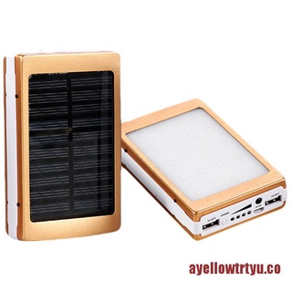 AYELLOW 20000mah Solar LED Dual USB Empty Box Case for Power Bank No Battery