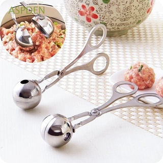 ASPDEN For Rice Balls, Ice Cream Balls Meatball Spoon Non-stick Kitchen Utensil Meatball Maker Silver Creative Stainless Steel DIY Meatball Mold With Hole Kitchen Tools