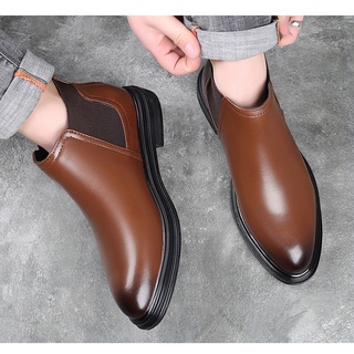 Moda buena cuero suave de los hombres Chelsea botas zapatos cómodo Steampunk de corte alto transpirable (8)