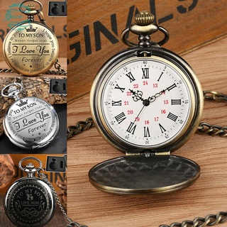 Quartz Pocket Watch Numeral To My Son Love Roman Round Display Vintage with Gift Box