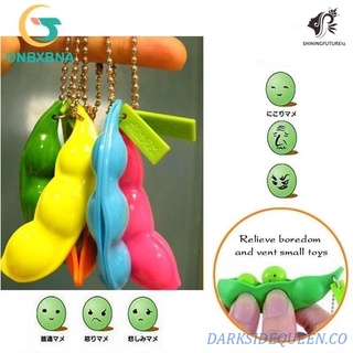 Juguetes de descompresión Edamame Toys Squishy Squeeze Peas BeansO Llavero lindo Juguete de goma para el estrés para adultos Niños Regalo