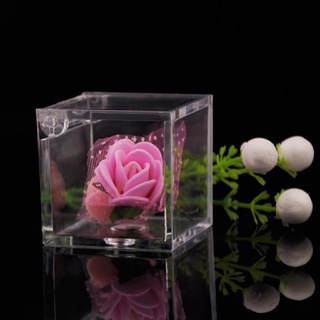 yoyohup pequeña caja cuadrada de plástico transparente de almacenamiento para regalo de cumpleaños caja de caramelos de boda co