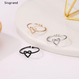 [sixgrand] anillos para mujer simple hueco en forma de corazón apertura ajustable moda anillo co
