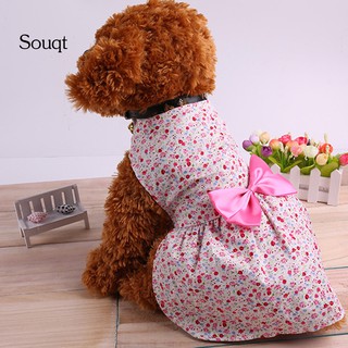 SQ Vestido De Cachorro Para Perros De Verano Con Estampado Floral Falda De Lazo Para Mascotas Ropa Suave Para Fiestas (5)
