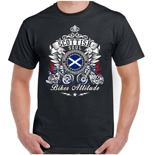 Scottish Soul Motociclista Attitude Mens Moto camiseta Bike Cafe Racer