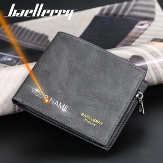 Free Name Engraving Men Wallets Customized Zipper Card Slot High Quality Male Purse New PU Leather Coin Holder Men Wallets