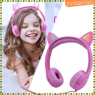 auriculares de oreja de gato para niños con micrófono estéreo con cable para regalos de tableta escolar