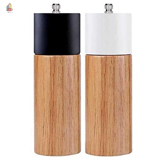 Salt and Pepper Grinder Set with Black and White Tall Salt and Pepper Shakers with Adjustable Coarseness -Pack of 2