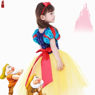 Niño blanco nieve vestido de dibujos animados figura rendimiento disfraz etapa fiesta vestido de princesa vestido para Halloween disfraz (4)