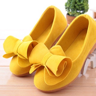 0824# niños niñas zapatos de moda bowknot guisantes zapatos de piel suave cuero princesa zapatos