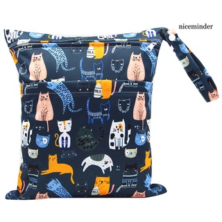 Nice_Baby bolsa de pañales portátil impermeable con doble cremallera de dibujos animados de impresión bolsa de almacenamiento (5)