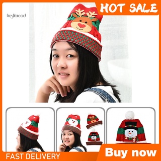 Fr* sombrero de invierno grueso colorido de navidad de punto sombrero de Santa Claus patrón de navidad