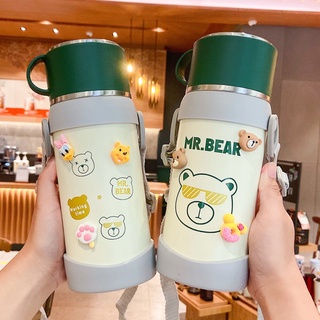 650ml cute vacuum flask stainless steel cup portable student water cup large capacity sports water bottle outdoor EPH