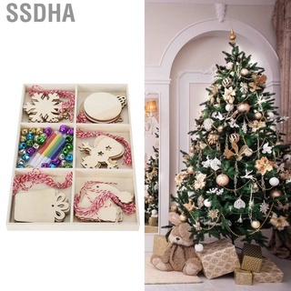 ssdha árbol de navidad colgante de madera estilo único de uso fácil agregar ambiente festivo adornos de madera sin terminar (8)