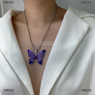 families.new collar/choker con colgante de mariposa morado para mujer