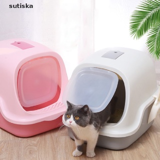 sutiska - bandeja de arena para gatos, fácil de limpiar, portátil, verde, rosa, gris