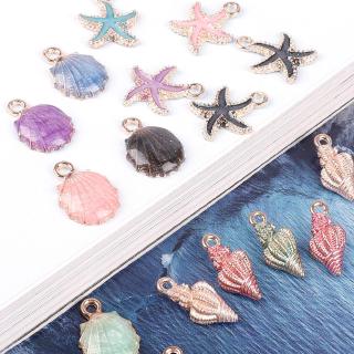CHARMS multi-estilos de estrella de mar concha concha corona esmalte encantos colgante para hacer joyas diy pulsera collar
