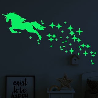 Pegatinas De Pared Luminosas De Unicornio Para Niños Decoración Del Hogar Dormitorio Bebé Brillan En La Oscuridad Estrellas De Techo