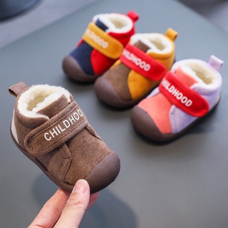 invierno más de terciopelo bebé niño zapatos de velcro antideslizante engrosamiento bebé caliente zapatos de los niños zapatos de algodón de los niños al por mayor