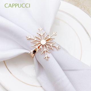 CAPPUCCI Reuseable Table Decor Shiny Christmas Supplies Napkin Ring 1 pcs Large Silvery for Xmas,Party,Wedding Napkin Holders Snowflake Shaped Napkin Buckle/Multicolor