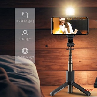 Zzz Selfie Stick - trípode plegable con luz de relleno LED, Control remoto