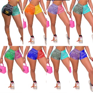 ✤Tu✥Pantalones cortos de mujer, estampado Floral de cintura alta pantalones cortos de cierre pantalones para primavera verano, S/M/L/XL/XXL (1)