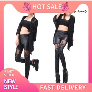 【Ready Stock】GOT--Women Faux Leather Lace Pants Stretchy Push Up Pencil Skinny Tight Slim Leggings