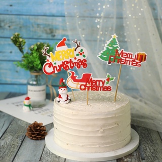 Feliz navidad decoración de tarta de Santa Claus pastel de navidad insertar decoración de fiesta suministros (3)