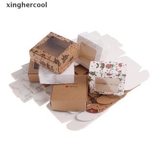 [xinghercool] caja de regalo de caramelo de ventana con estampado de navidad, caja de regalos con ventana, uso de fiesta (7)