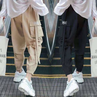 Multi bolsillo pantalones de carga pantalones de los hombres monos de Hong Kong estilo mono de los hombres de la marca de moda ins suelto tappered moda chic niños casual primavera y verano tobillo longitud pantalones