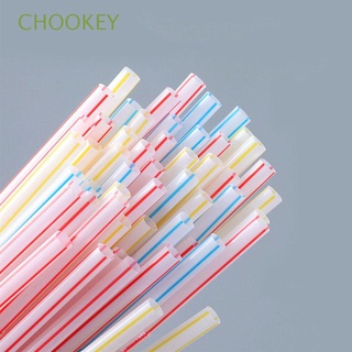 CHOOKEY 100pcs Color Random Elbow Straws Party Plastic Drinking Straws Disposable Event Supplies Bendable Striped Multi-colored