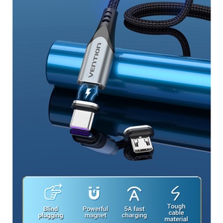 Vention 5A Cable de carga magnético tipo C Micro alambre para Samsung Xiaomi Huawei cargador USB imán Cable