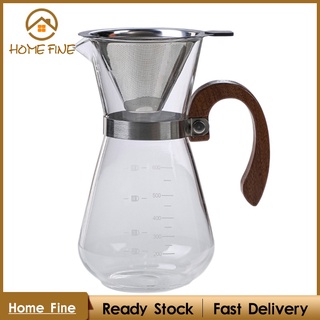 [home Fine] Pour Over Coffee Maker Carafe con filtro embudo Anti-quemaduras tetera tetera