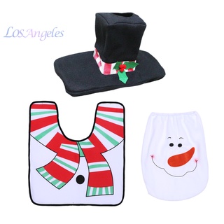 Zm/decoración de navidad Santa asiento de inodoro cubierta de papel alfombra de baño conjunto de (1)