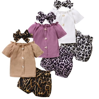 conjunto de ropa de verano para niñas, 3 piezas, 3 piezas, top de tejer corto+pantalones cortos+diadema para niñas recién nacidos