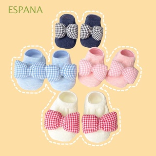 ESPANA 1-3 Years Old Kids Ankle Socks Cute Letters Printed Baby Socks Infant Bownot Warm Cotton Blend Girls Tiny Knitted Non-slip Sole/Multicolor