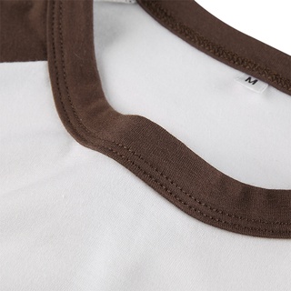 ✲Ey✥Camiseta de bloque de Color para mujer, adulto Casual manga larga cuello redondo jersey (marrón) (5)