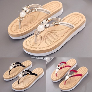 Zapatillas de mujer verano antideslizante al aire libre con cuentas ocio moda playa chanclas